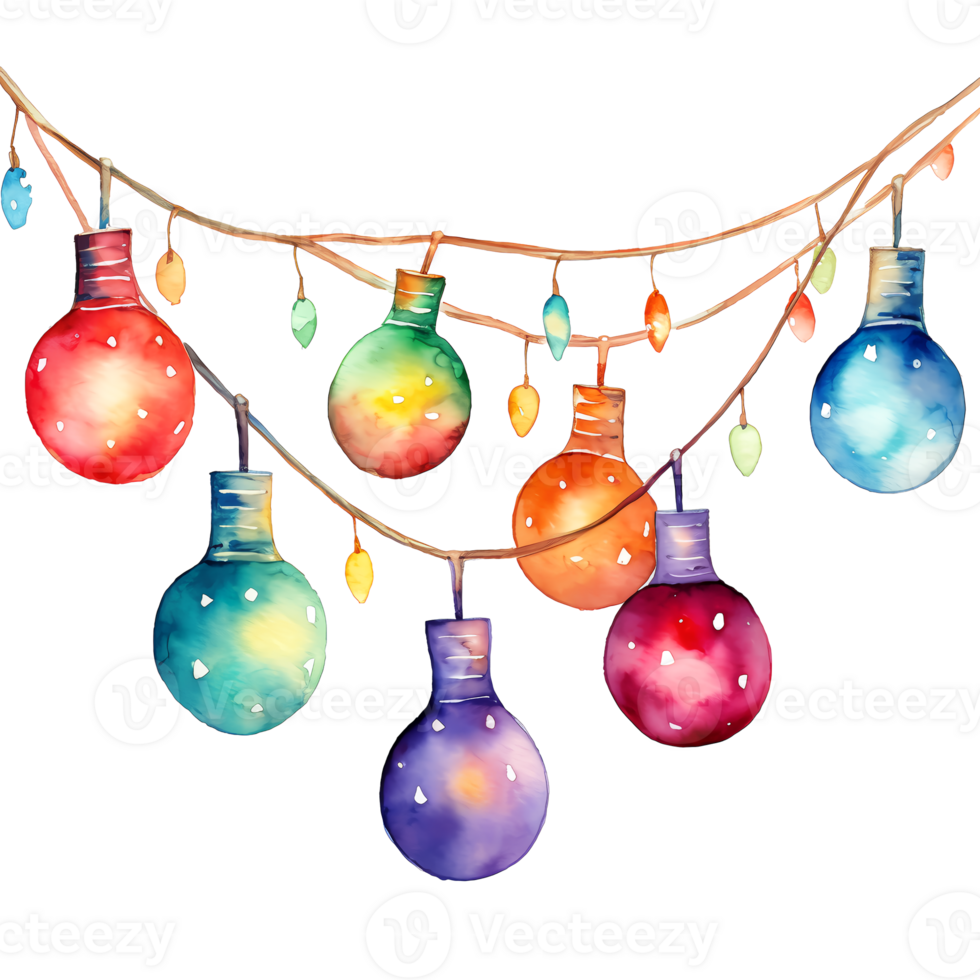 Watercolor Christmas balls garlands. Holiday balls garlands Clipart, Cozy Winter Clipart. AI Generated. png