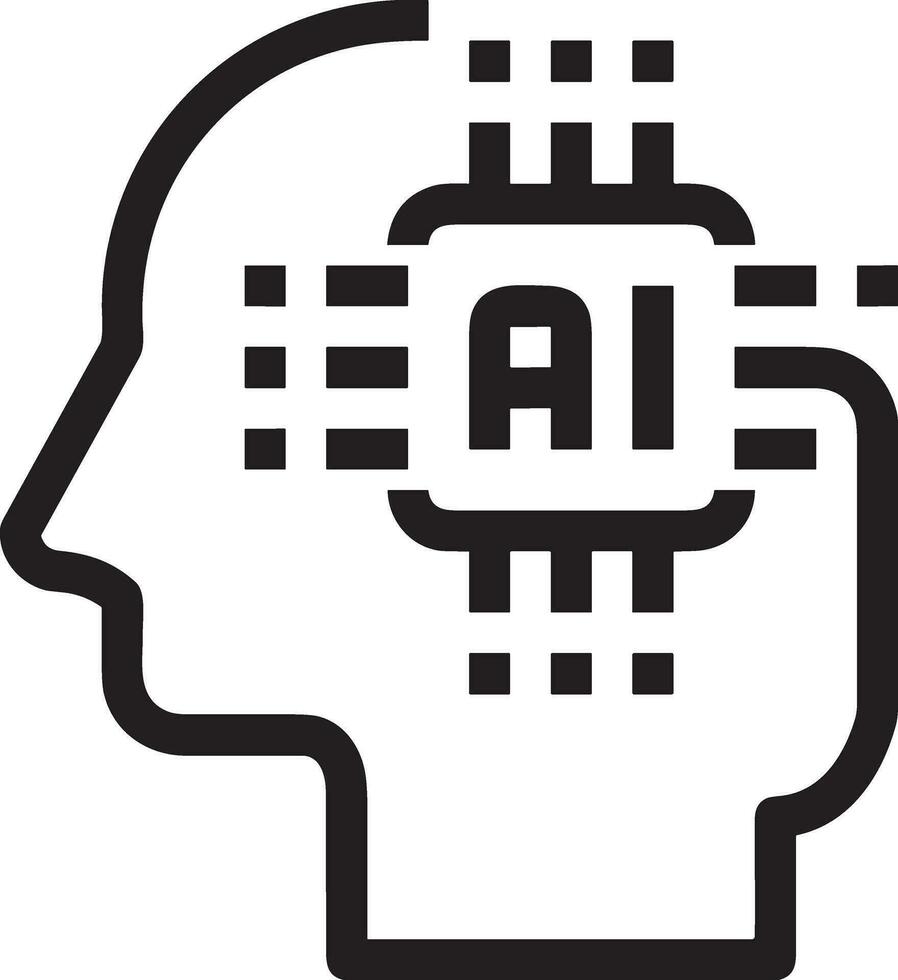 Artificial Intelligence icon symbol vector image. Illustration of the brain robot learning human smart algorithm design image.