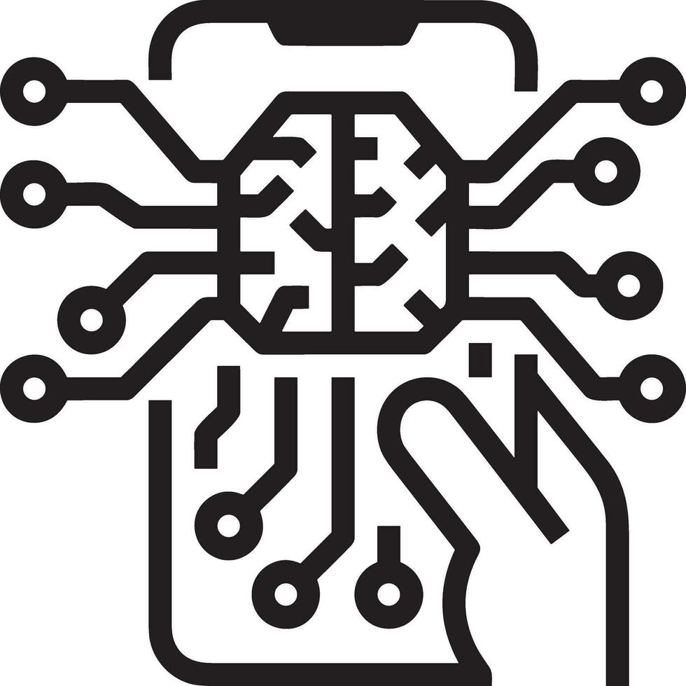 Artificial Intelligence icon symbol vector image. Illustration of the brain robot learning human smart algorithm design image.