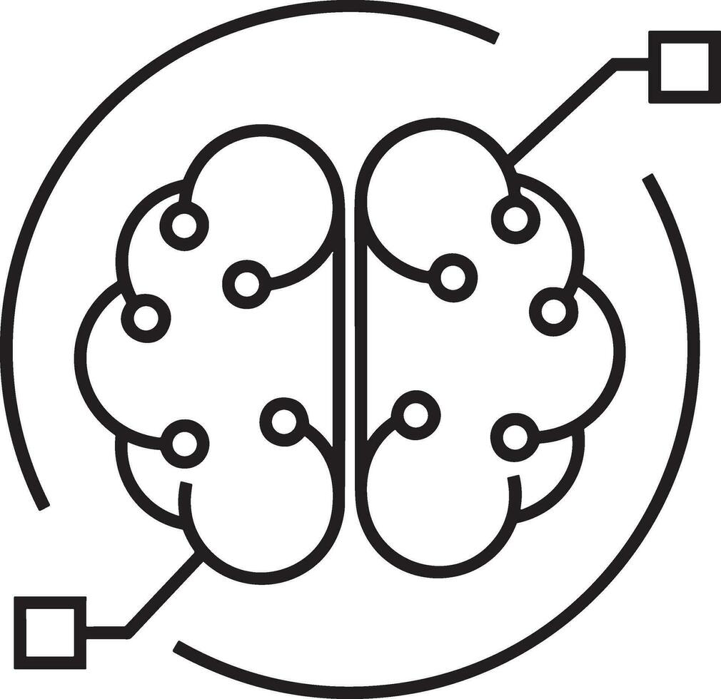 Artificial Intelligence icon symbol vector image. Illustration of the brain robot learning human smart algorithm design image.
