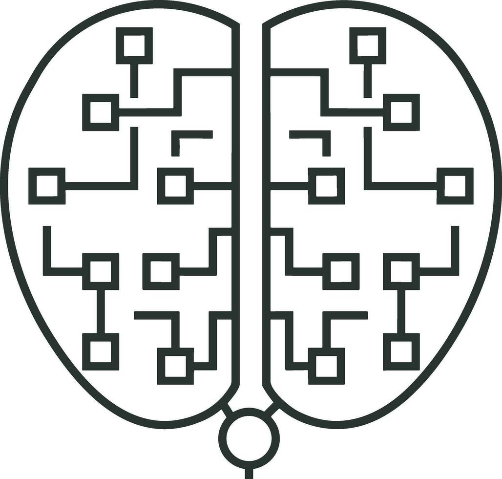 Artificial Intelligence icon symbol vector image. Illustration of the brain robot learning human smart algorithm design image.