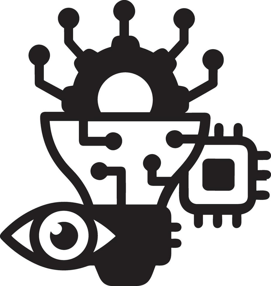Artificial Intelligence icon symbol vector image. Illustration of the brain robot learning human smart algorithm design image.