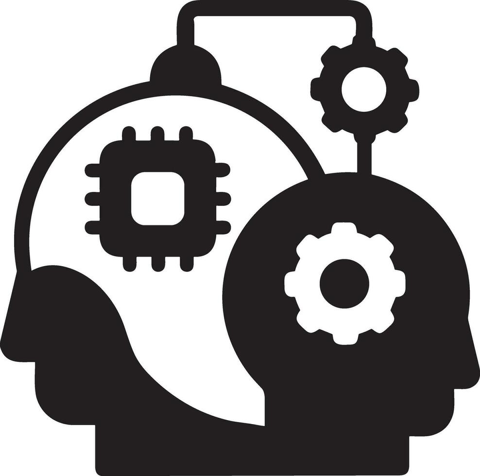 Artificial Intelligence icon symbol vector image. Illustration of the brain robot learning human smart algorithm design image.