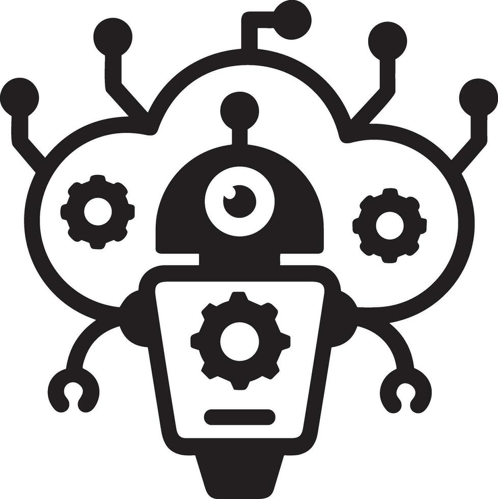 Artificial Intelligence icon symbol vector image. Illustration of the brain robot learning human smart algorithm design image.