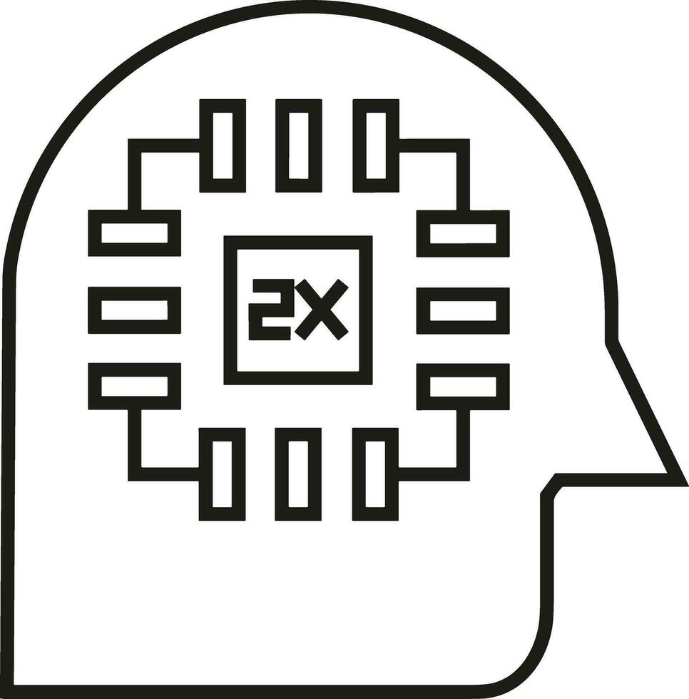 Artificial Intelligence icon symbol vector image. Illustration of the brain robot learning human smart algorithm design image.