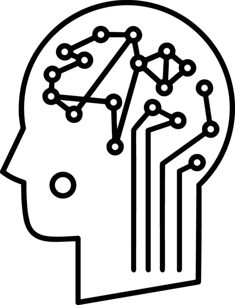 Artificial Intelligence icon symbol vector image. Illustration of the brain robot learning human smart algorithm design image.