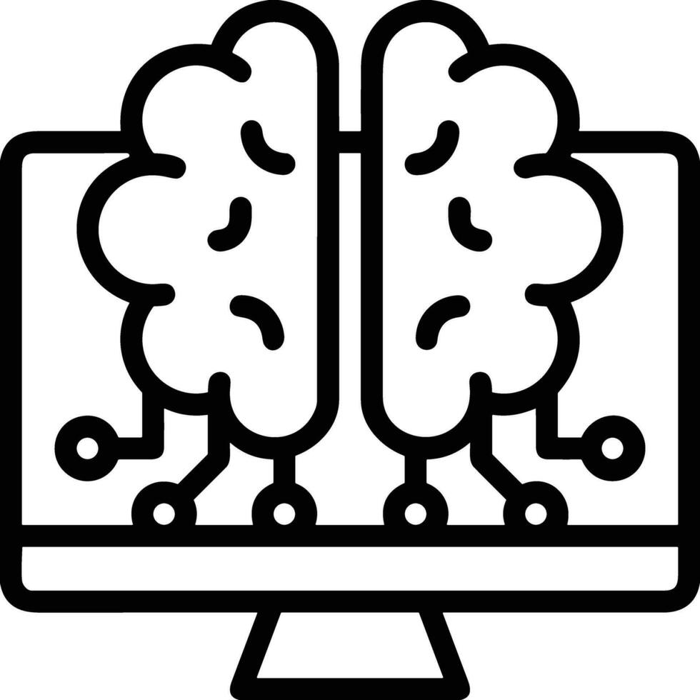 Artificial Intelligence icon symbol vector image. Illustration of the brain robot learning human smart algorithm design image.