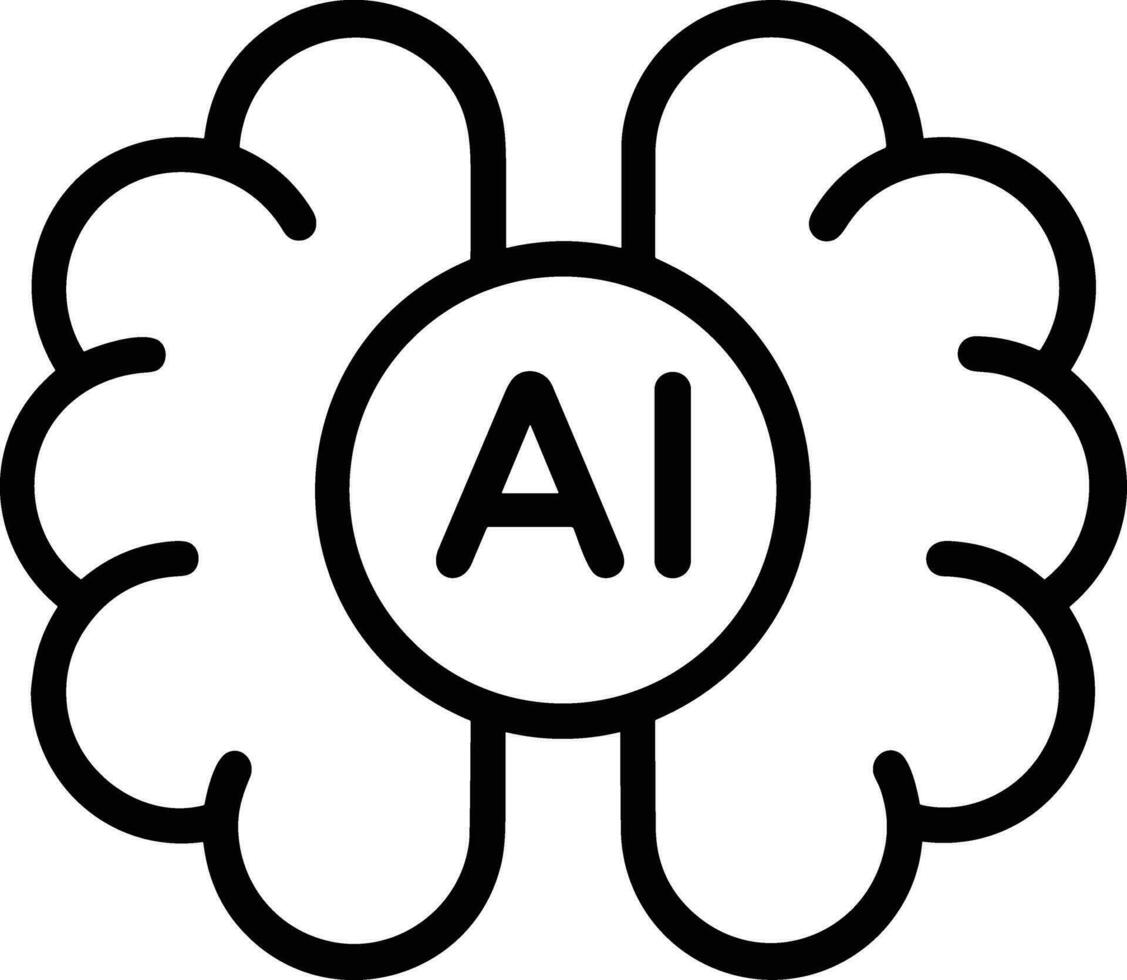 Artificial Intelligence icon symbol vector image. Illustration of the brain robot learning human smart algorithm design image.