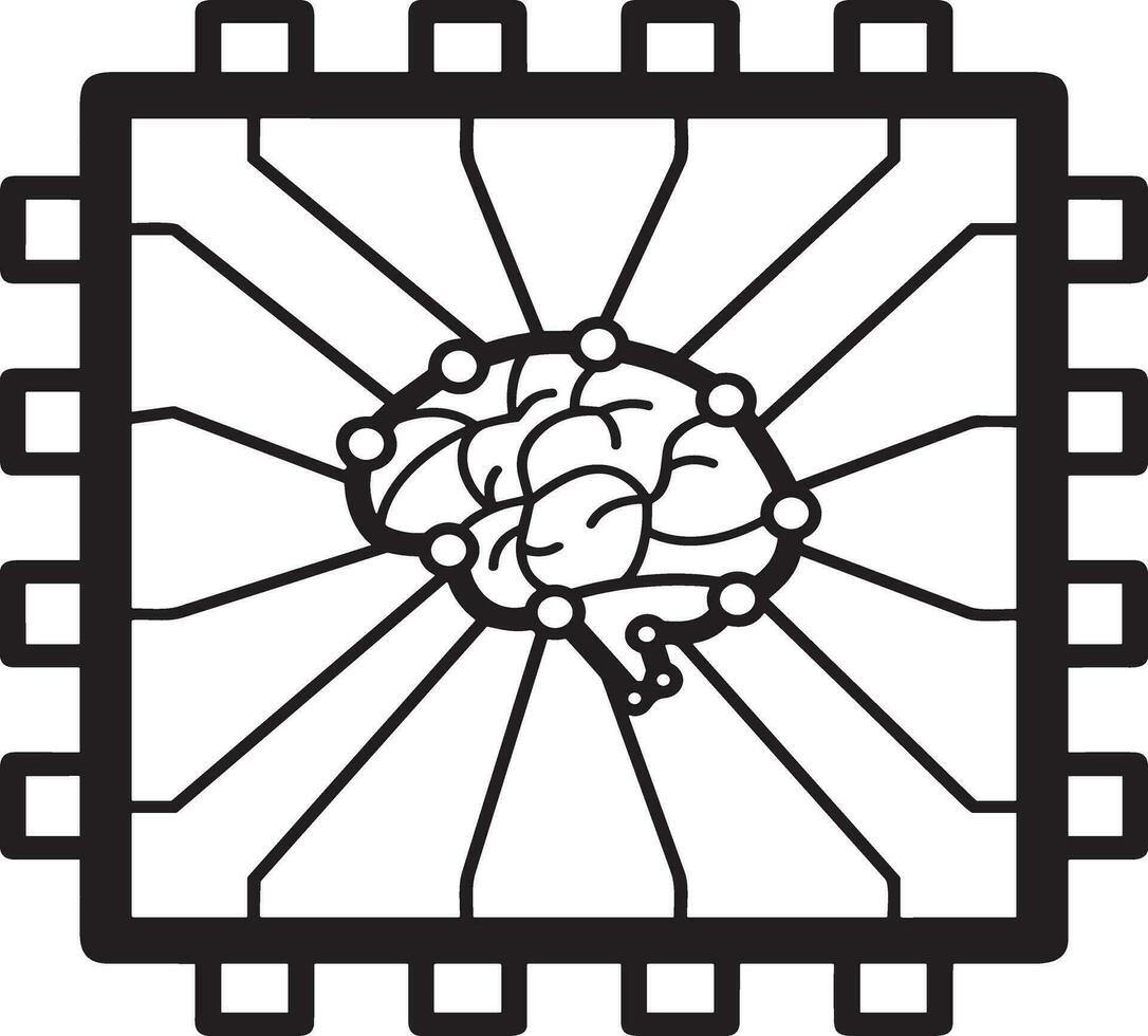 Artificial Intelligence icon symbol vector image. Illustration of the brain robot learning human smart algorithm design image.