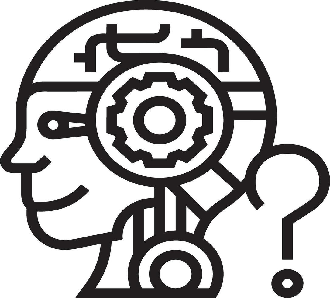 Artificial Intelligence icon symbol vector image. Illustration of the brain robot learning human smart algorithm design image.