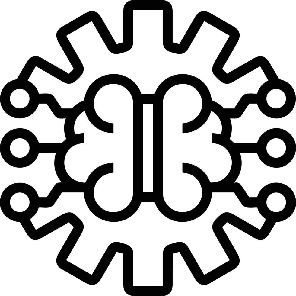 Artificial Intelligence icon symbol vector image. Illustration of the brain robot learning human smart algorithm design image.