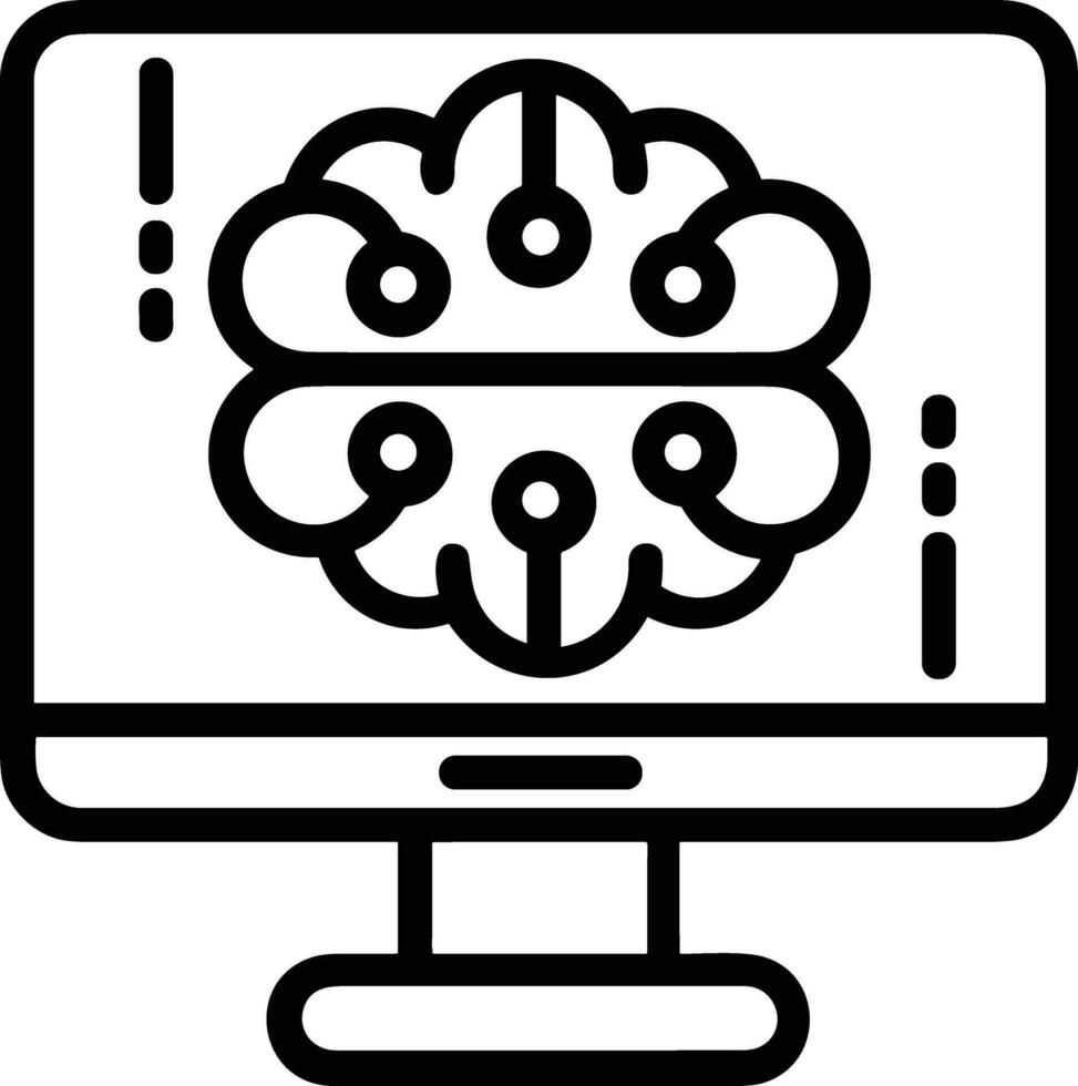 Artificial Intelligence icon symbol vector image. Illustration of the brain robot learning human smart algorithm design image.