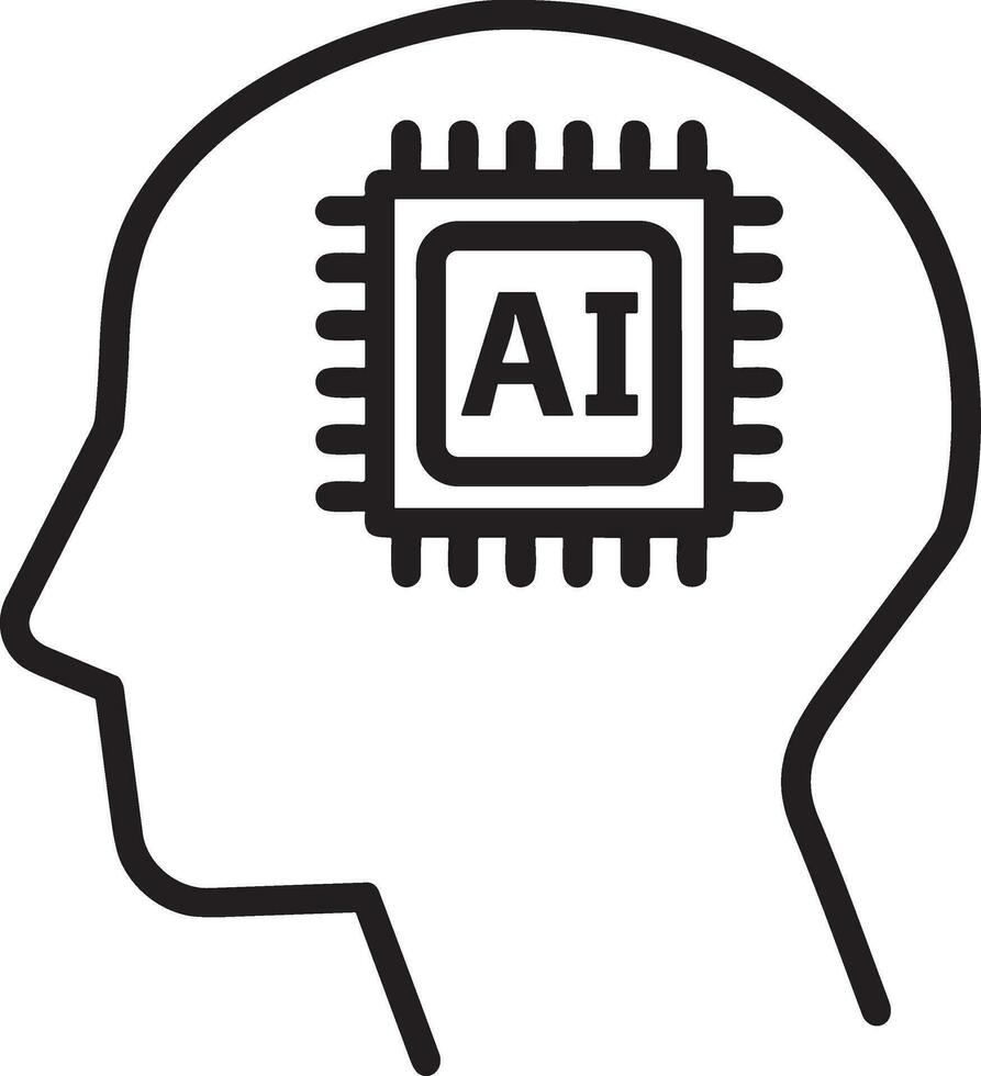 Artificial Intelligence icon symbol vector image. Illustration of the brain robot learning human smart algorithm design image.