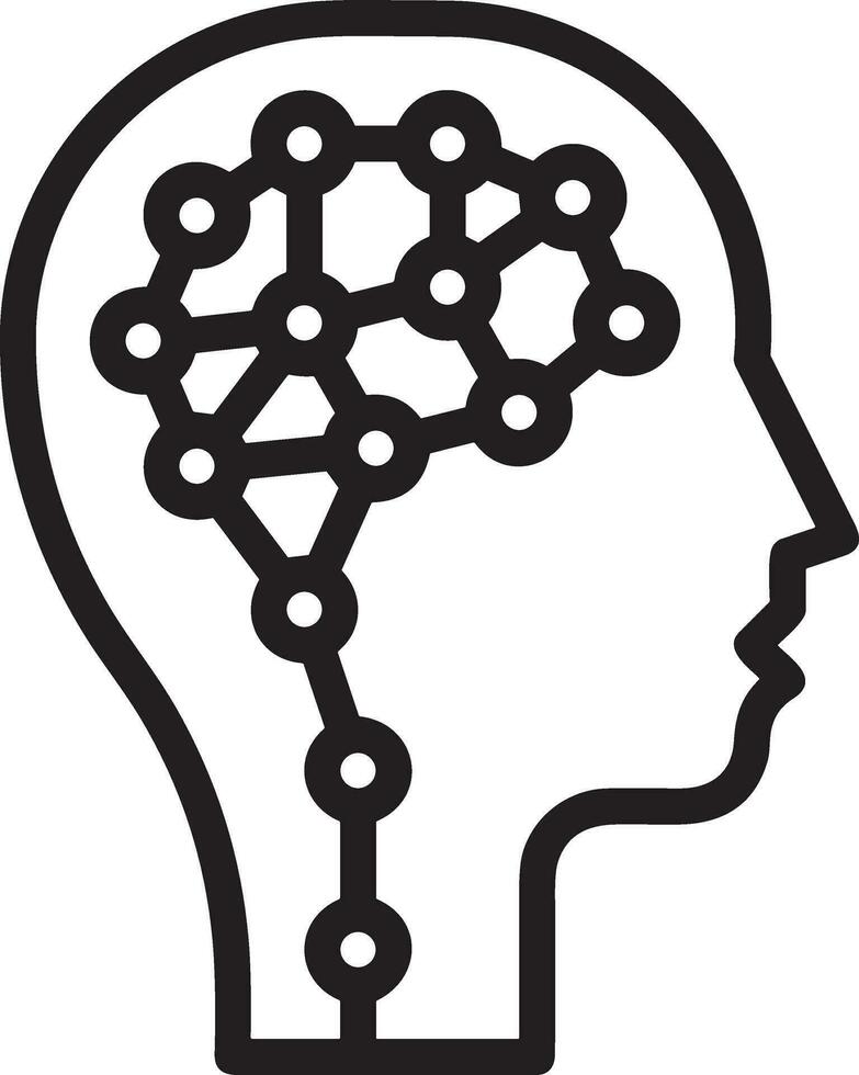 Artificial Intelligence icon symbol vector image. Illustration of the brain robot learning human smart algorithm design image.