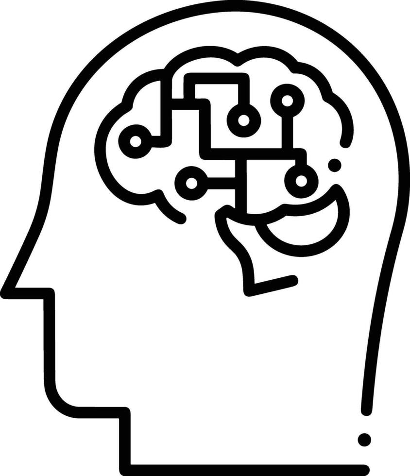 Artificial Intelligence icon symbol vector image. Illustration of the brain robot learning human smart algorithm design image.