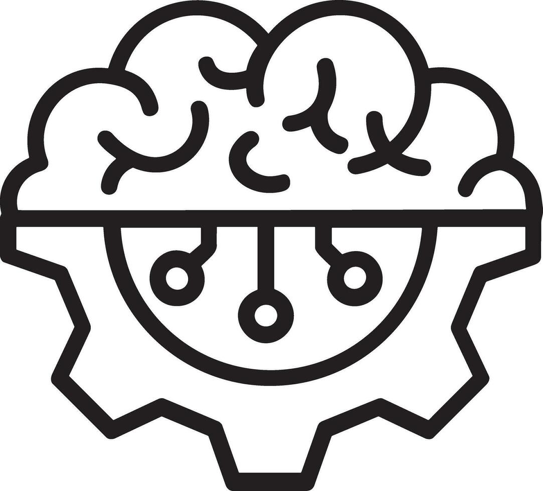 Artificial Intelligence icon symbol vector image. Illustration of the brain robot learning human smart algorithm design image.