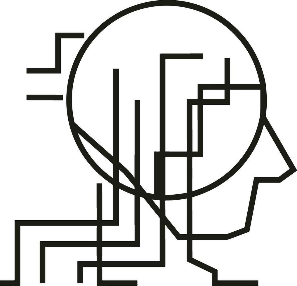 Artificial Intelligence icon symbol vector image. Illustration of the brain robot learning human smart algorithm design image.