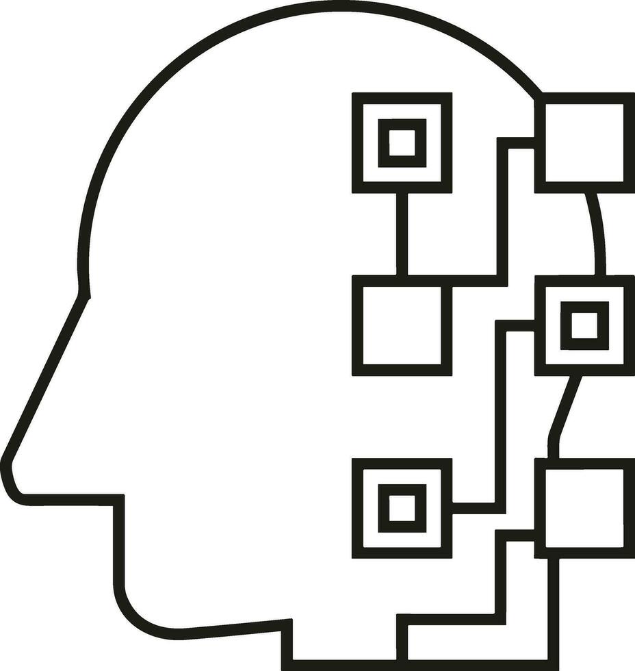 Artificial Intelligence icon symbol vector image. Illustration of the brain robot learning human smart algorithm design image.
