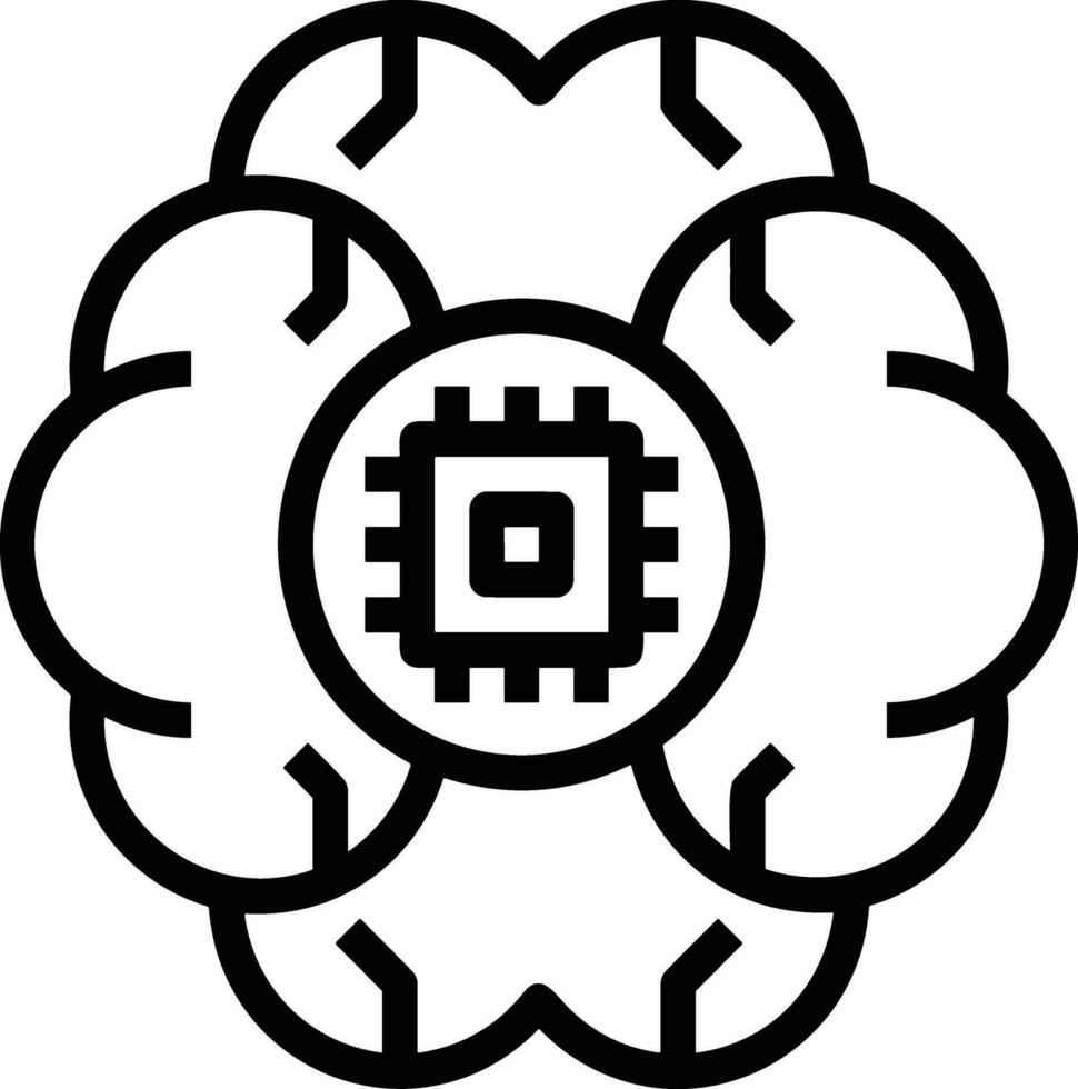 Artificial Intelligence icon symbol vector image. Illustration of the brain robot learning human smart algorithm design image.