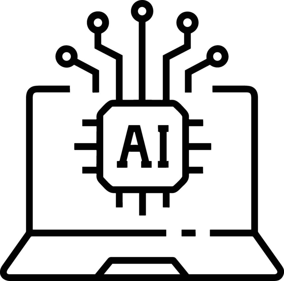 Artificial Intelligence icon symbol vector image. Illustration of the brain robot learning human smart algorithm design image.