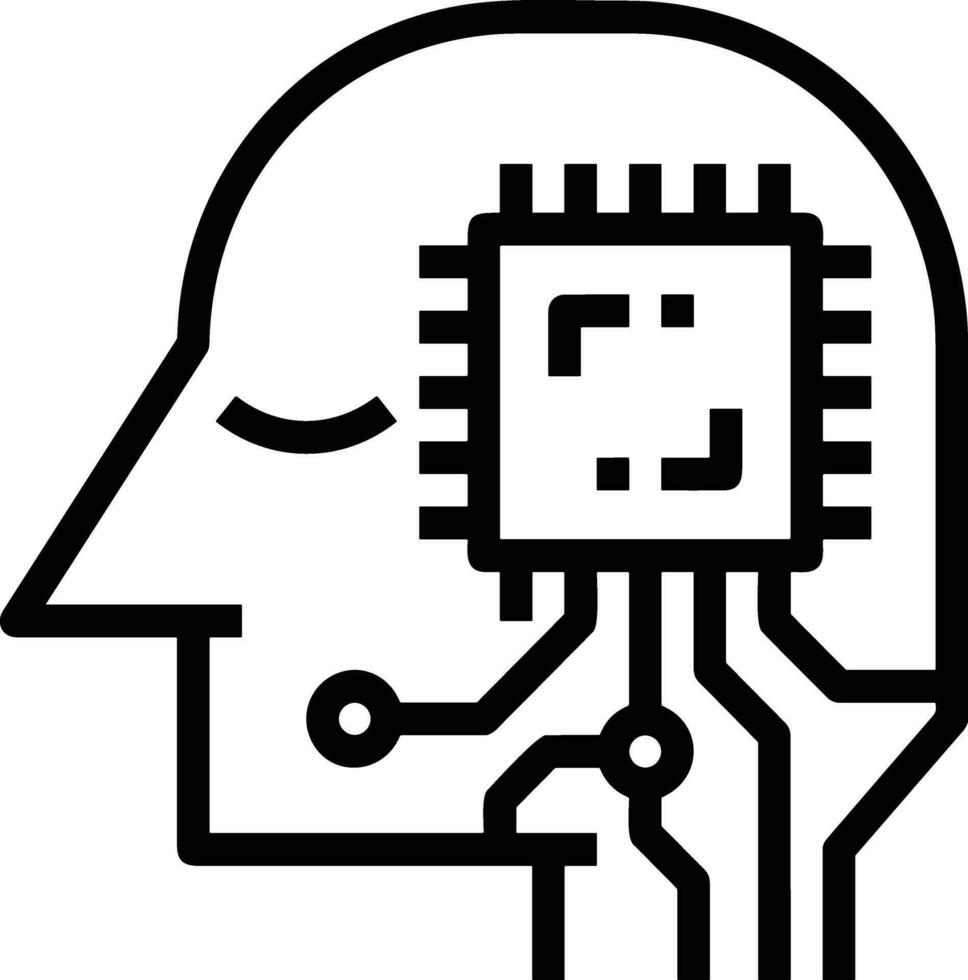 Artificial Intelligence icon symbol vector image. Illustration of the brain robot learning human smart algorithm design image.