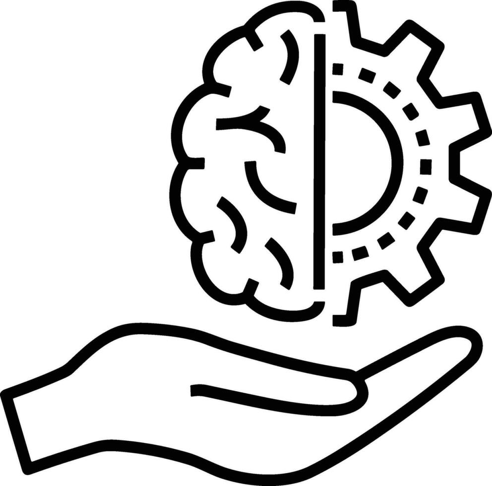 Artificial Intelligence icon symbol vector image. Illustration of the brain robot learning human smart algorithm design image.