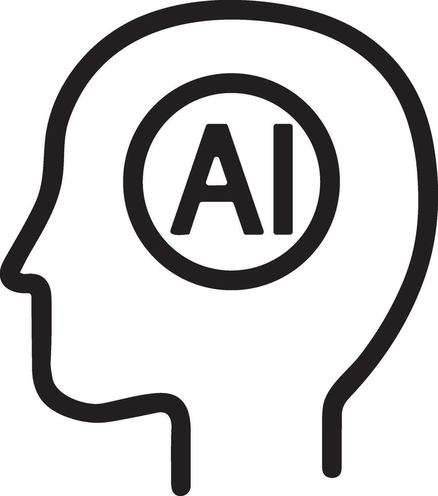 Artificial Intelligence icon symbol vector image. Illustration of the brain robot learning human smart algorithm design image.