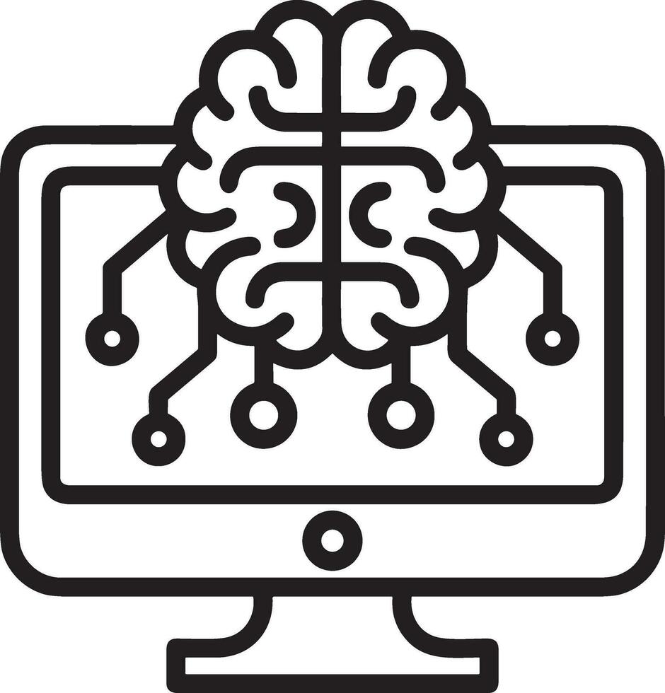 Artificial Intelligence icon symbol vector image. Illustration of the brain robot learning human smart algorithm design image.