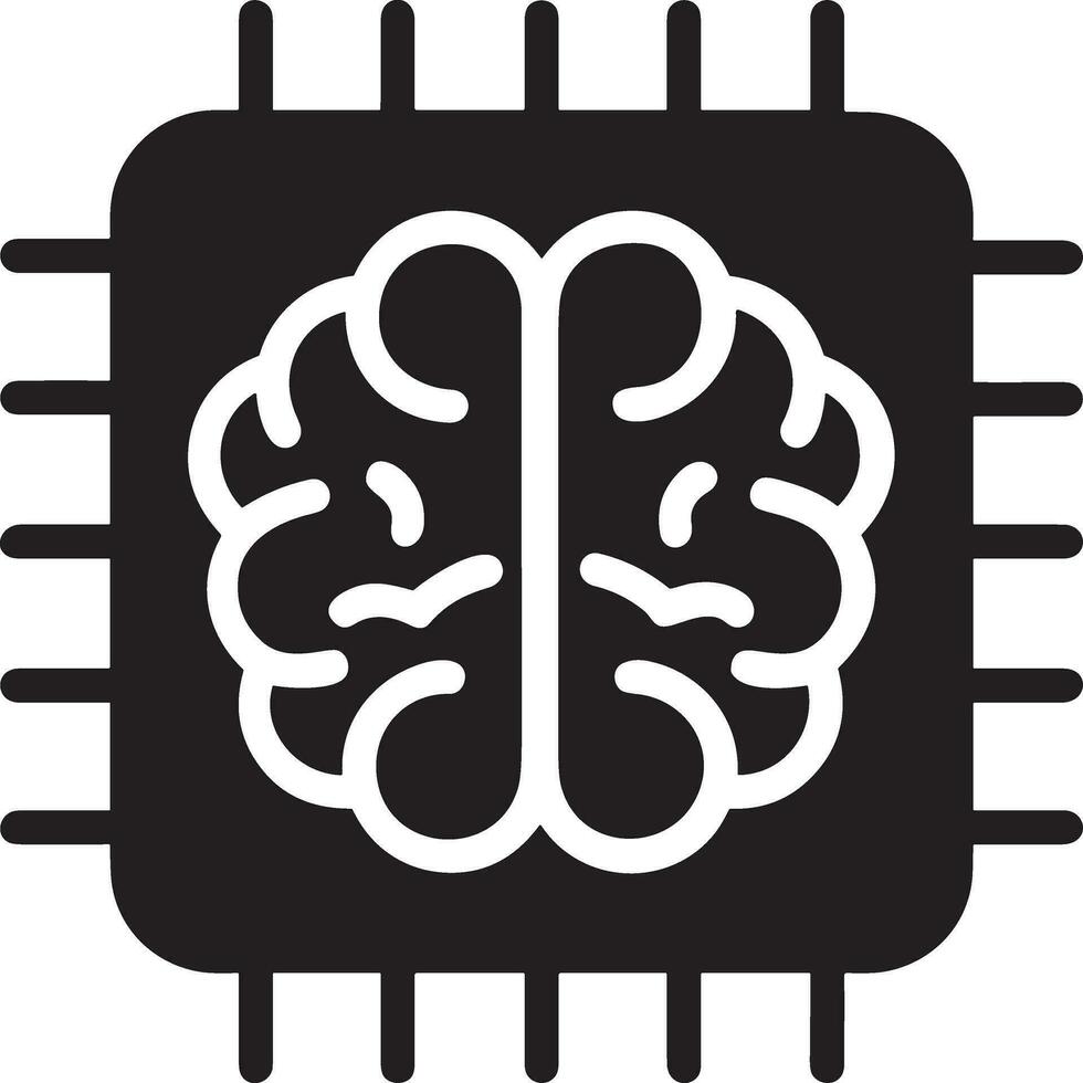 Artificial Intelligence icon symbol vector image. Illustration of the brain robot learning human smart algorithm design image.