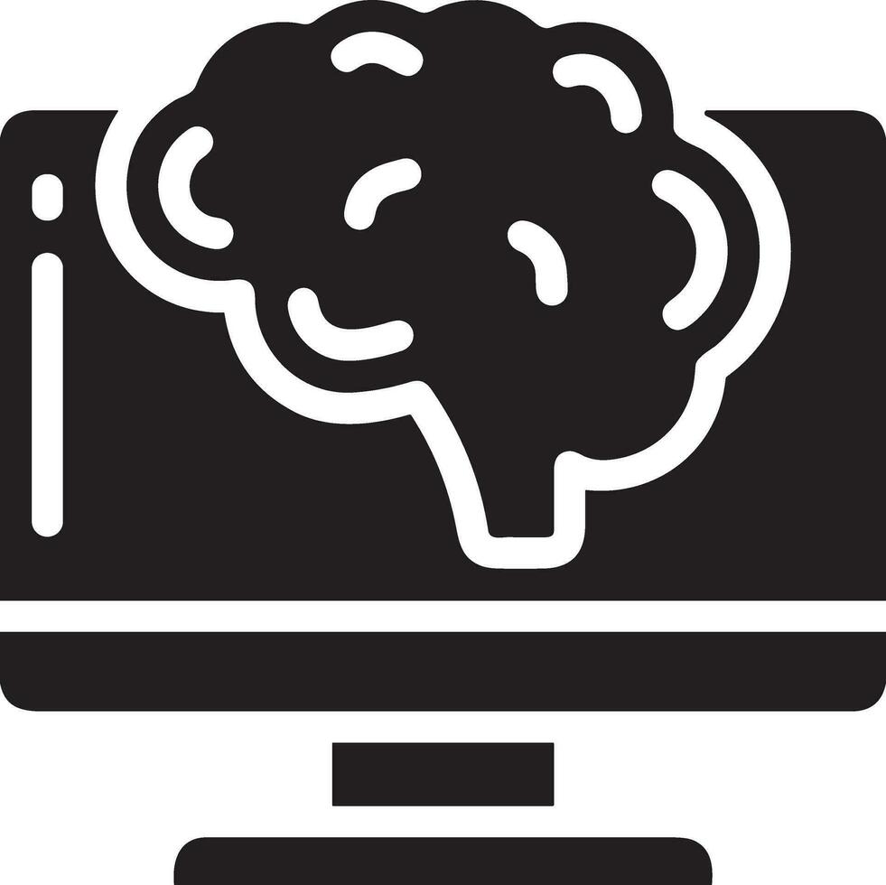 Artificial Intelligence icon symbol vector image. Illustration of the brain robot learning human smart algorithm design image.