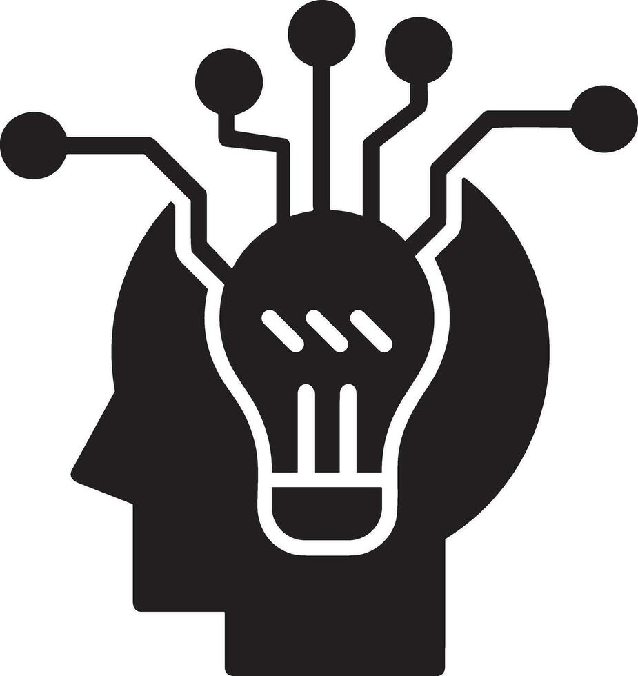 Artificial Intelligence icon symbol vector image. Illustration of the brain robot learning human smart algorithm design image.