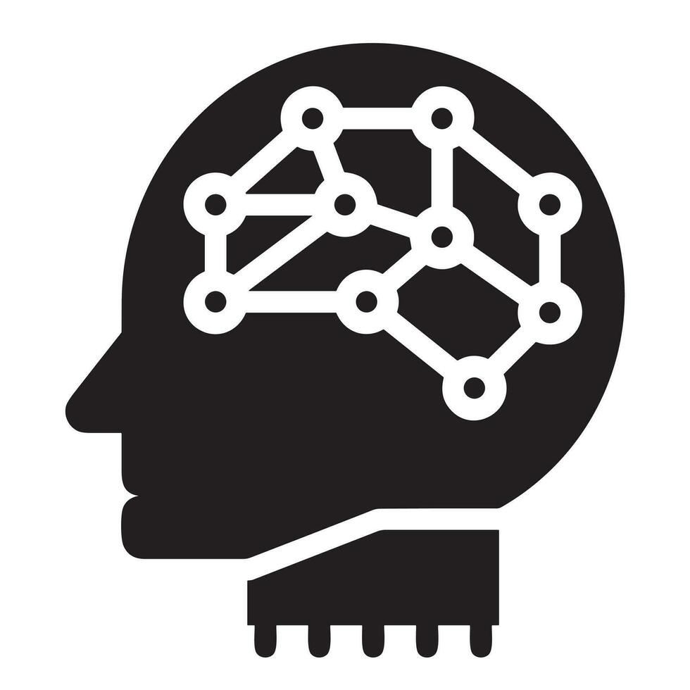 Artificial Intelligence icon symbol vector image. Illustration of the brain robot learning human smart algorithm design image.