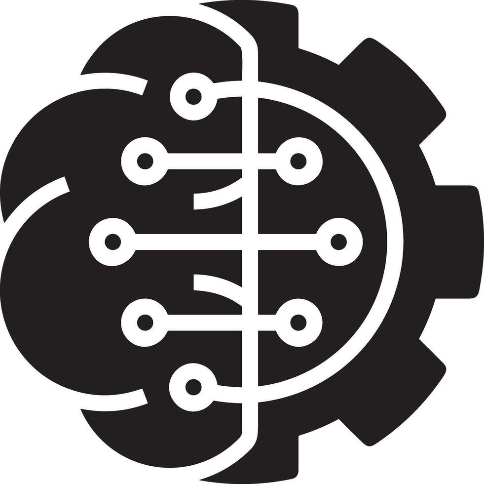 Artificial Intelligence icon symbol vector image. Illustration of the brain robot learning human smart algorithm design image.