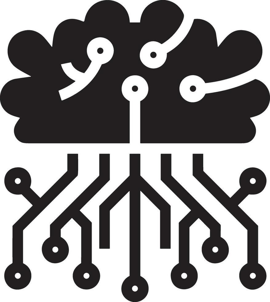 Artificial Intelligence icon symbol vector image. Illustration of the brain robot learning human smart algorithm design image.
