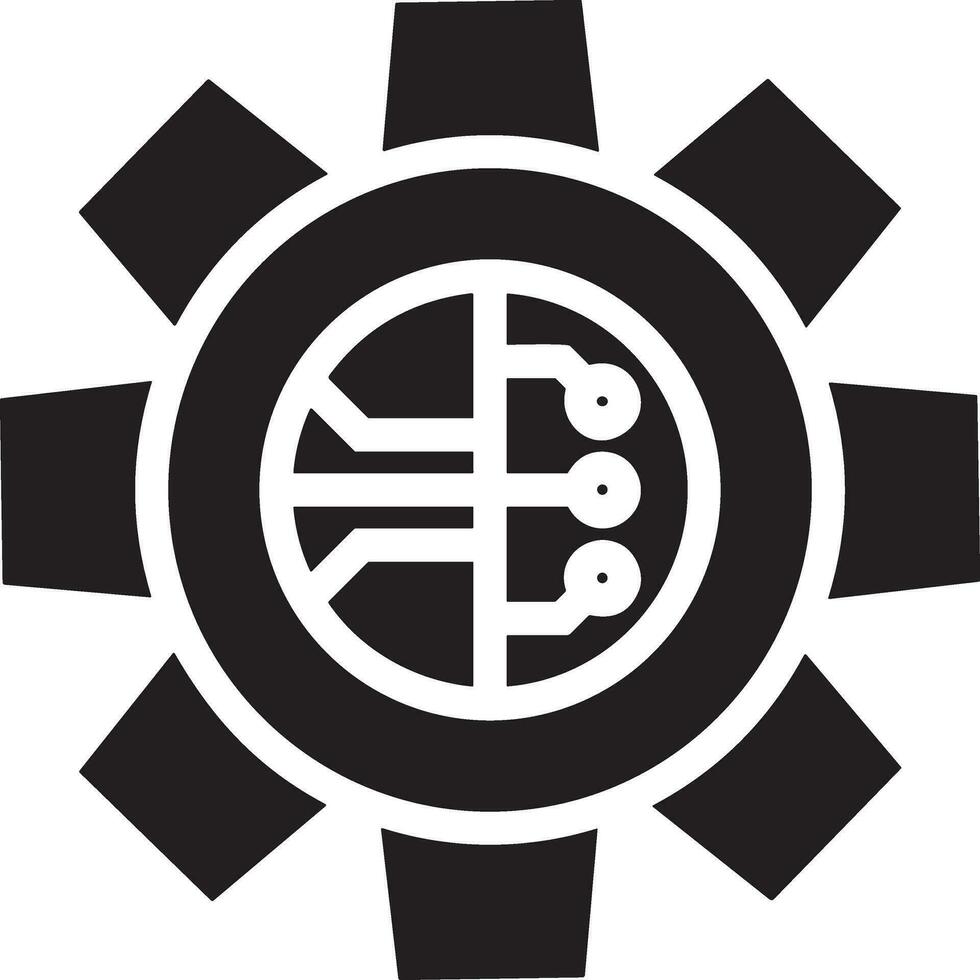 Artificial Intelligence icon symbol vector image. Illustration of the brain robot learning human smart algorithm design image.