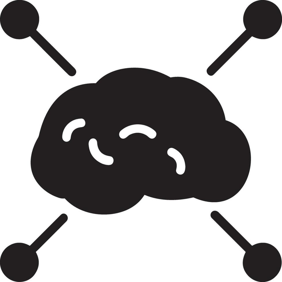 Artificial Intelligence icon symbol vector image. Illustration of the brain robot learning human smart algorithm design image.