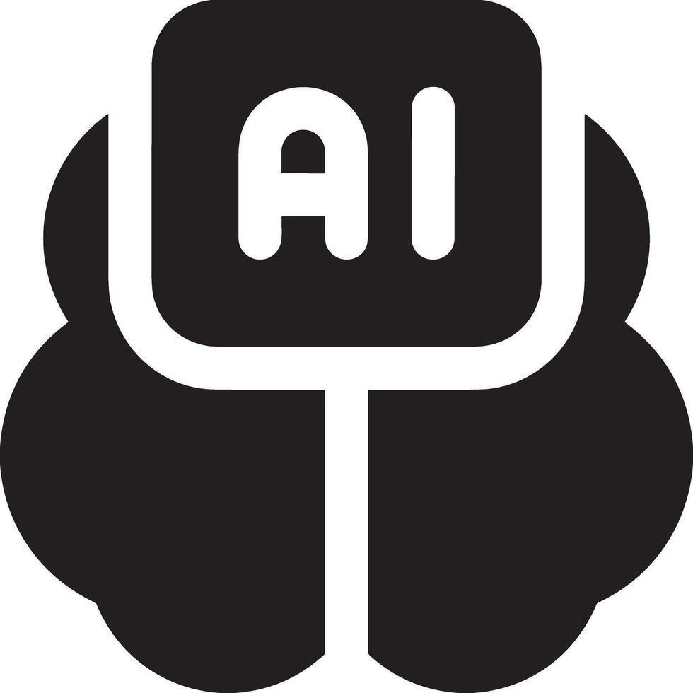 Artificial Intelligence icon symbol vector image. Illustration of the brain robot learning human smart algorithm design image.