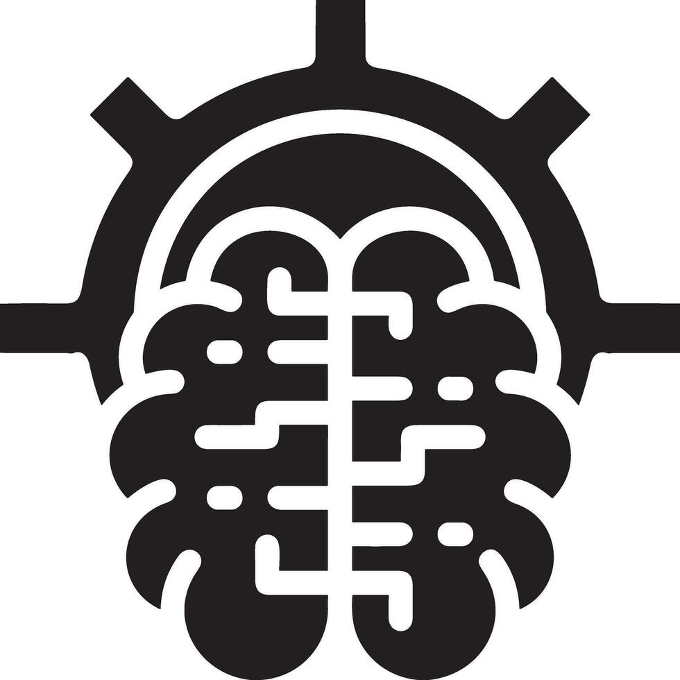 Artificial Intelligence icon symbol vector image. Illustration of the brain robot learning human smart algorithm design image.