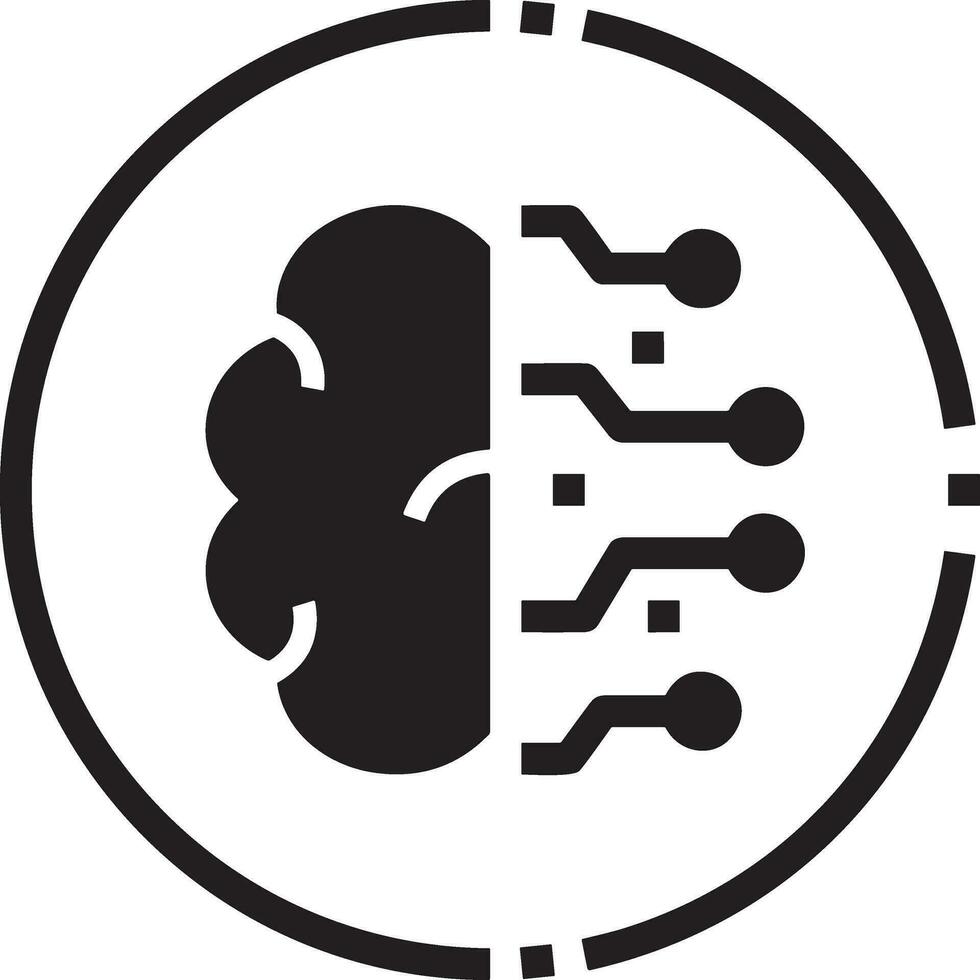 Artificial Intelligence icon symbol vector image. Illustration of the brain robot learning human smart algorithm design image.