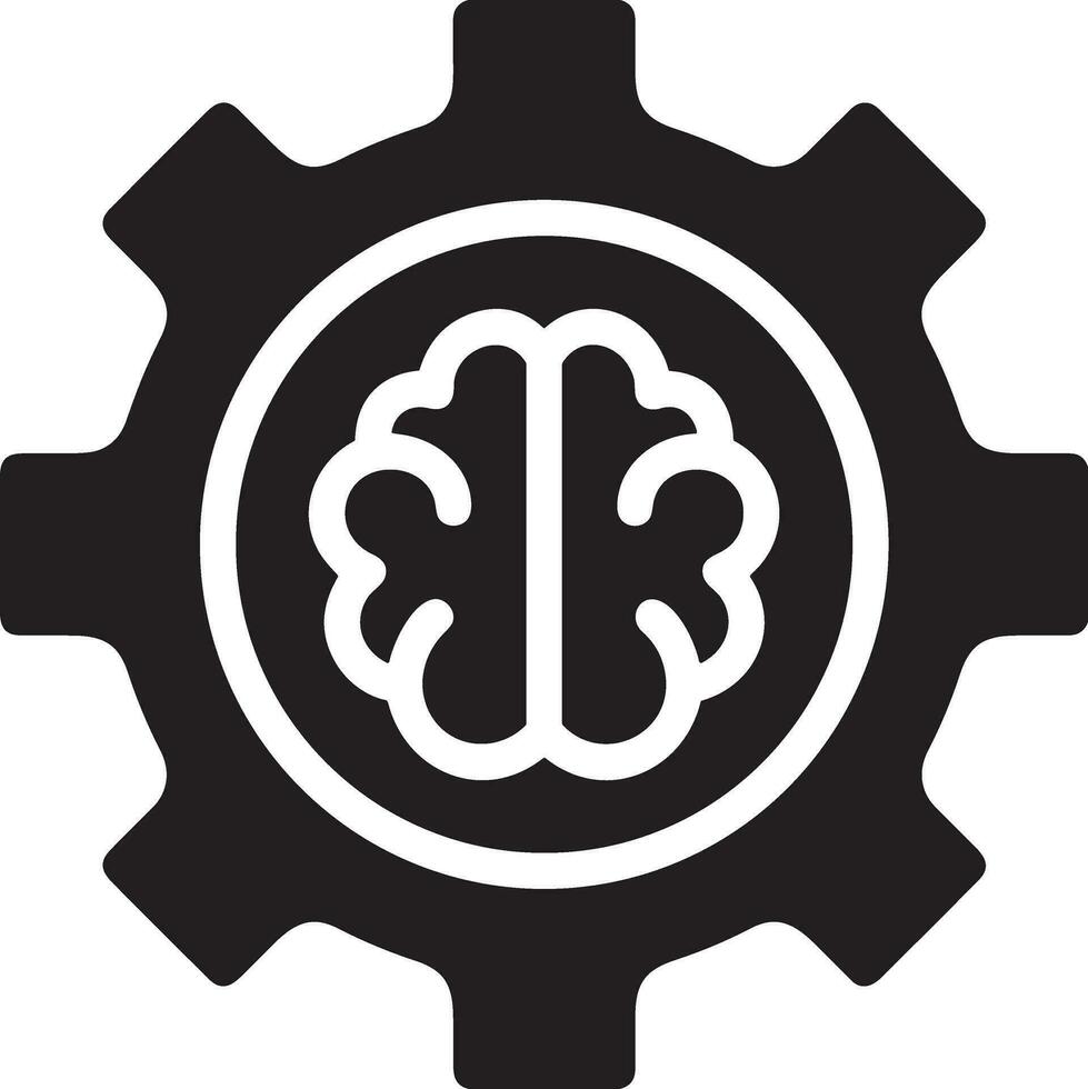 Artificial Intelligence icon symbol vector image. Illustration of the brain robot learning human smart algorithm design image.