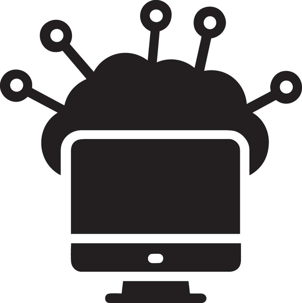 Artificial Intelligence icon symbol vector image. Illustration of the brain robot learning human smart algorithm design image.