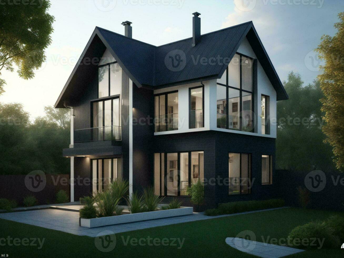 Luxury Duplex house design - AI Generative photo