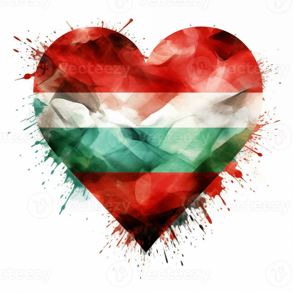 acuarela corazón en palestino bandera colores, rojo, verde, negro foto