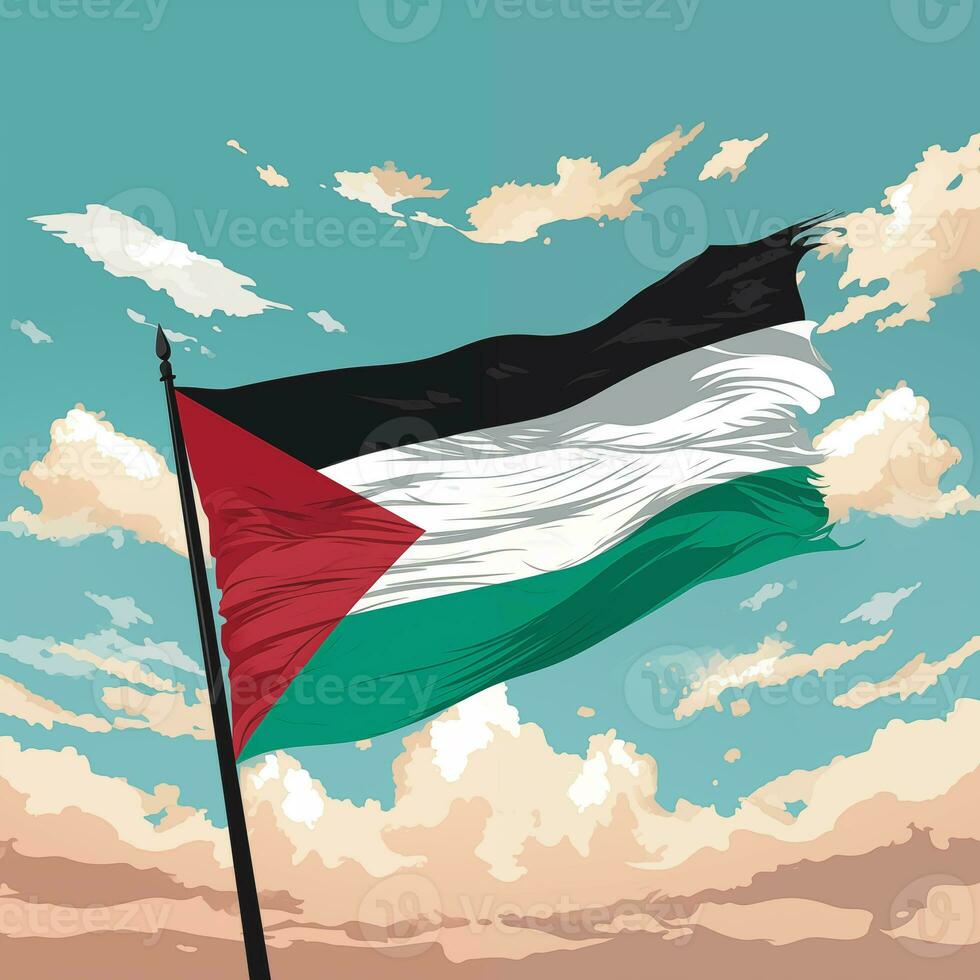 An image of the Palestinian flag. Free Palestine, free Gaza, abstract art, red, green, black. War in the Middle East photo