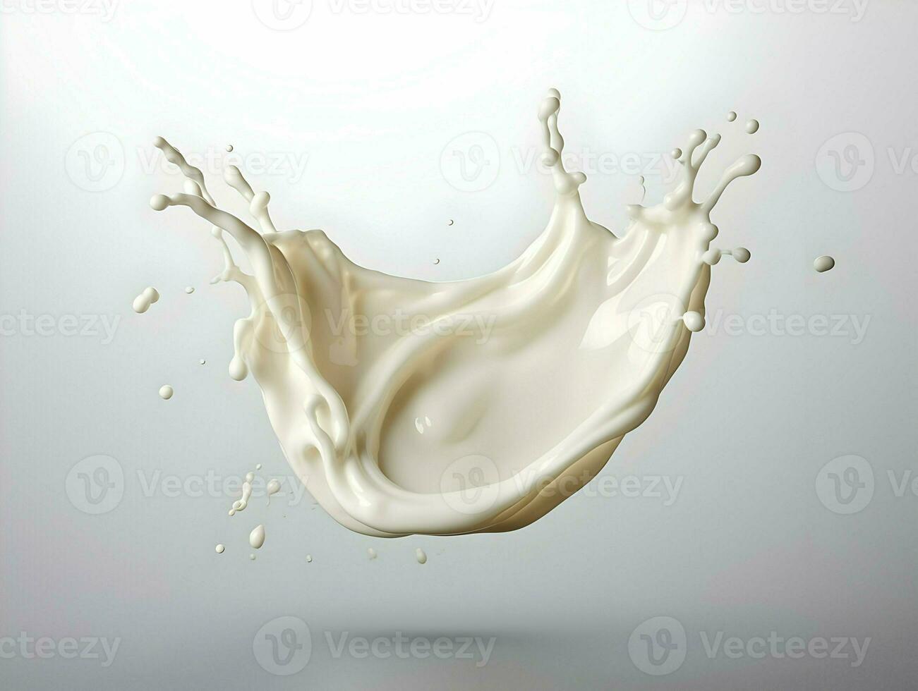 Splash of milk or cream isolated on a white background. High quality. AI Generative photo