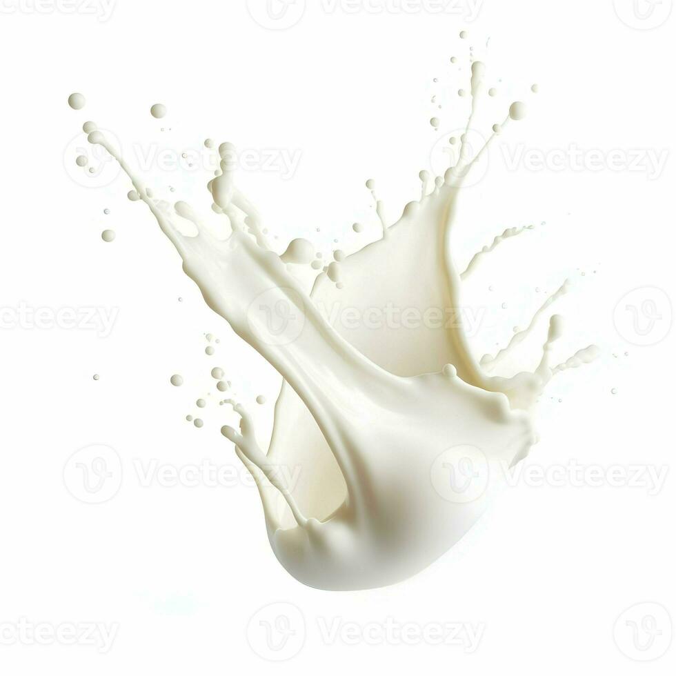 Splash of milk or cream isolated on a white background. High-resolution. AI Generative photo