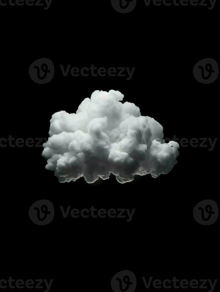 Little tiny realistic cloud solid black background. High quality. AI Generative photo