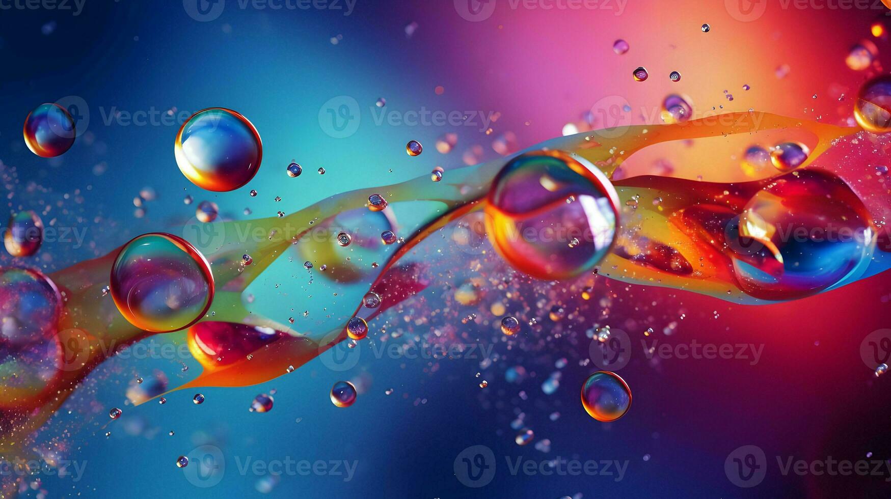 Abstract desktop wallpaper background with flying bubbles. High-resolution. AI Generative photo