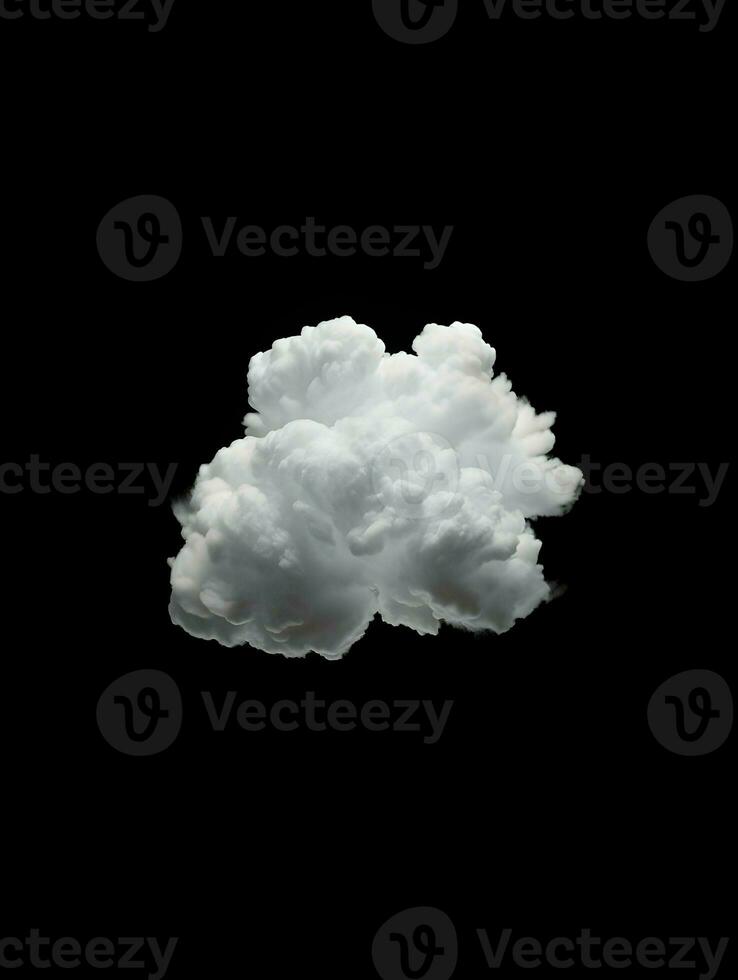 Little tiny realistic cloud solid black background. High quality. AI Generative photo