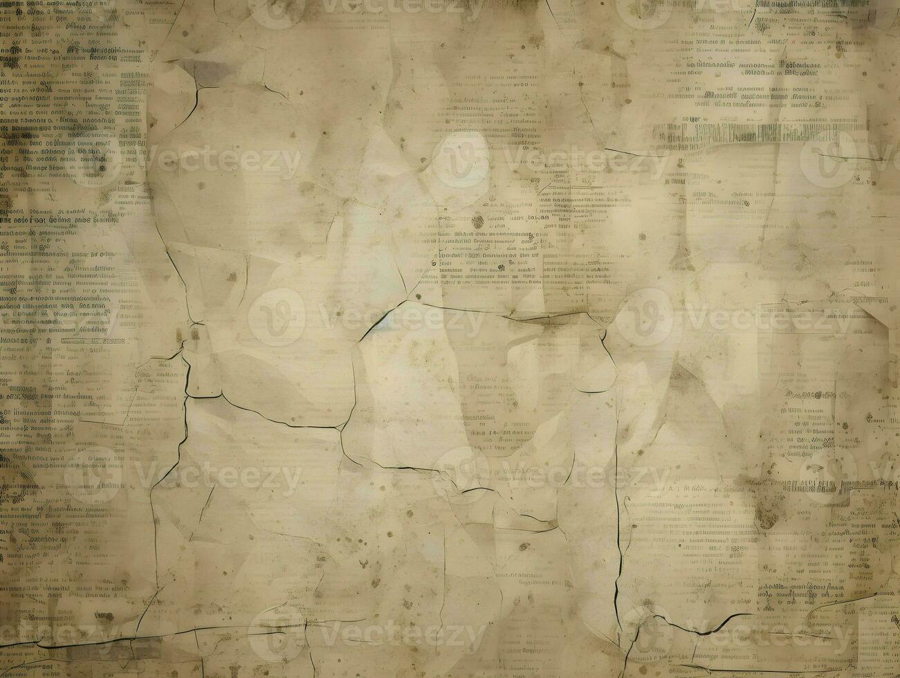 Newspaper unreadable grunge vintage old paper. High-resolution. AI Generative photo